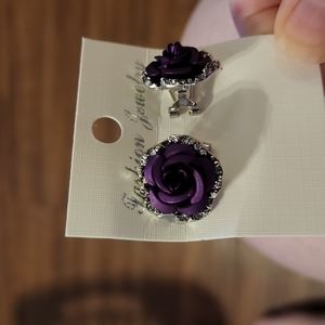 Rose Stud Purple Earrings